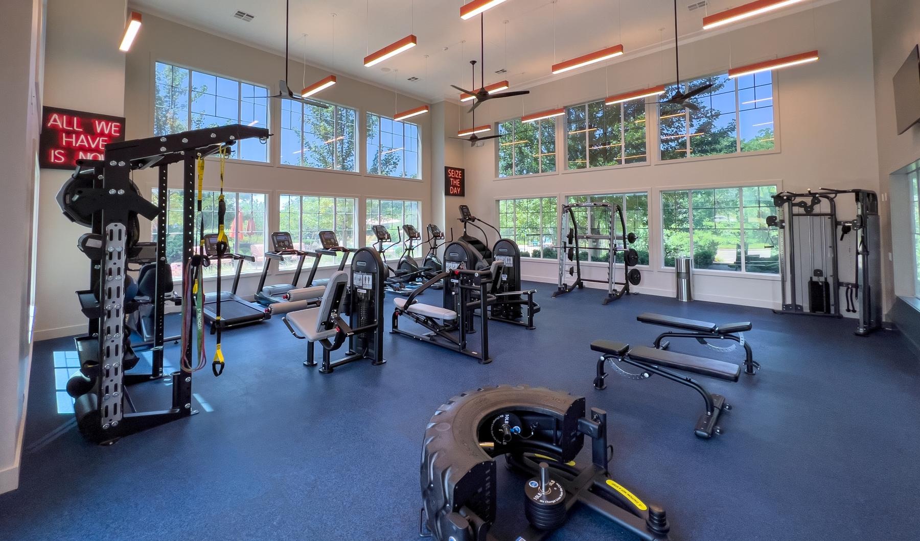 a gym with exercise equipment